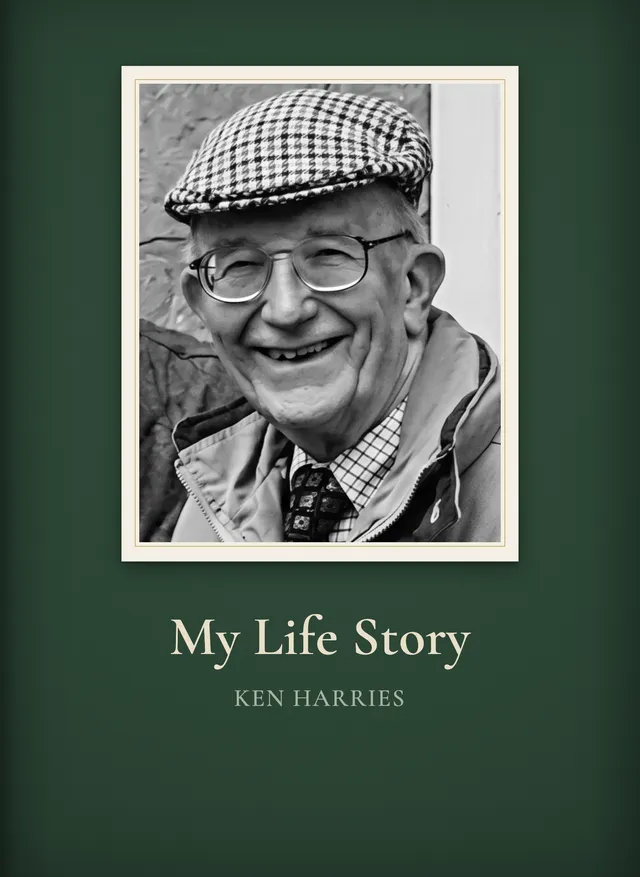 Ken’s finished Chronicle – a forest-green hardback titled “My Life Story”